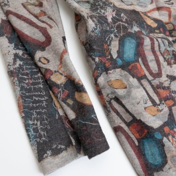 Inoah Cardigan Duster Longline Graffiti Printed Small Open Front Art To Wear - Picture 6 of 11